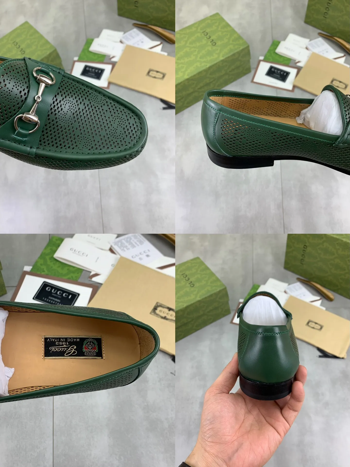 Factory price P980💰💎💎💎Top version (original high-grade genuine leather outsole) Full upper and inner lining cowhide punching design (summer essential) Brand: [GUCCi] Gucci's new business formal casual leather shoes Standard code: Men's size 39–44 (38 45 46 needs to be customized) Grade: Same as the official website Original quality Material: Original calfskin Water-dyed cowhide lining Original genuine leather outsole Style categories: Men's fashion Formal casual leather shoes Slip-on men's shoes series Young fashion European and American trends British style Casual matching Comfortable feet Color: 3️⃣ colors available Actual pictures